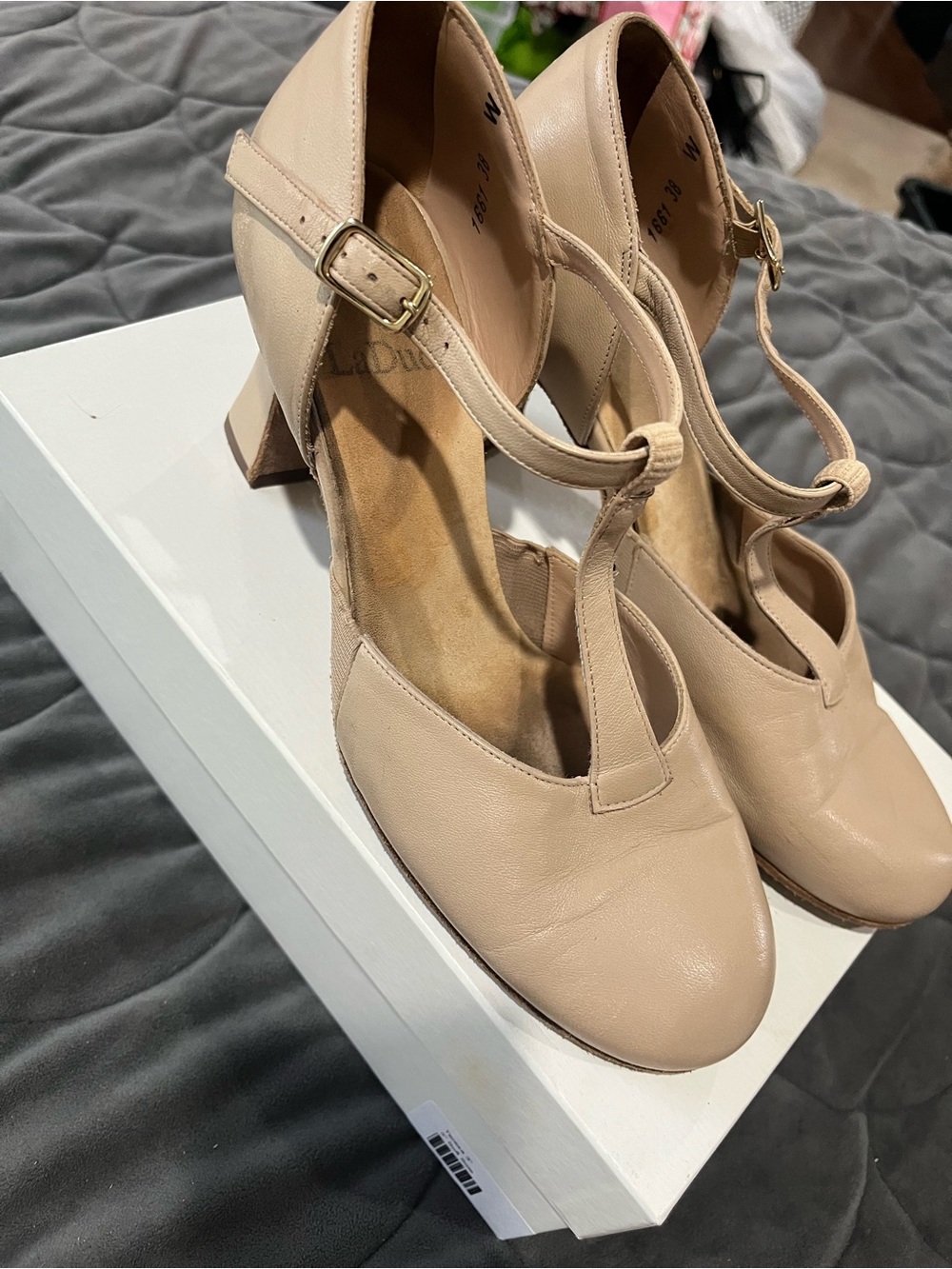 Classic Nude T-Strap Block Heels for Women